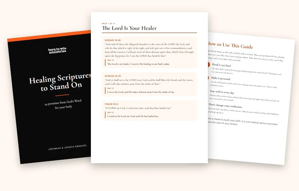 Pages from the free guide, Healing Scriptures to Stand On